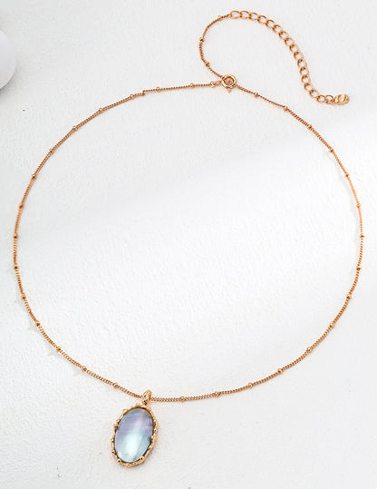 DOUBLE&LL Mabe Pearl Necklace - Vintage Gold Plated S925 Sterling Silver Shell Pearl Pendant