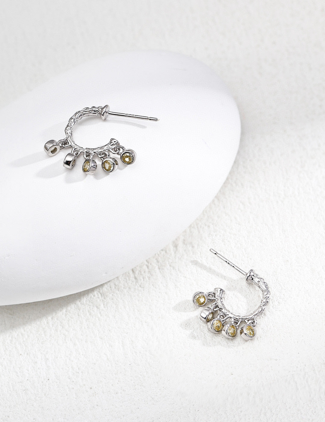 DOUBLE&LL Vintage Drop Earrings - 18K Gold Plated S925 Sterling Silver Arc Hoop with Cascading Cubic Zirconia | Dainty Elegant Jewelry