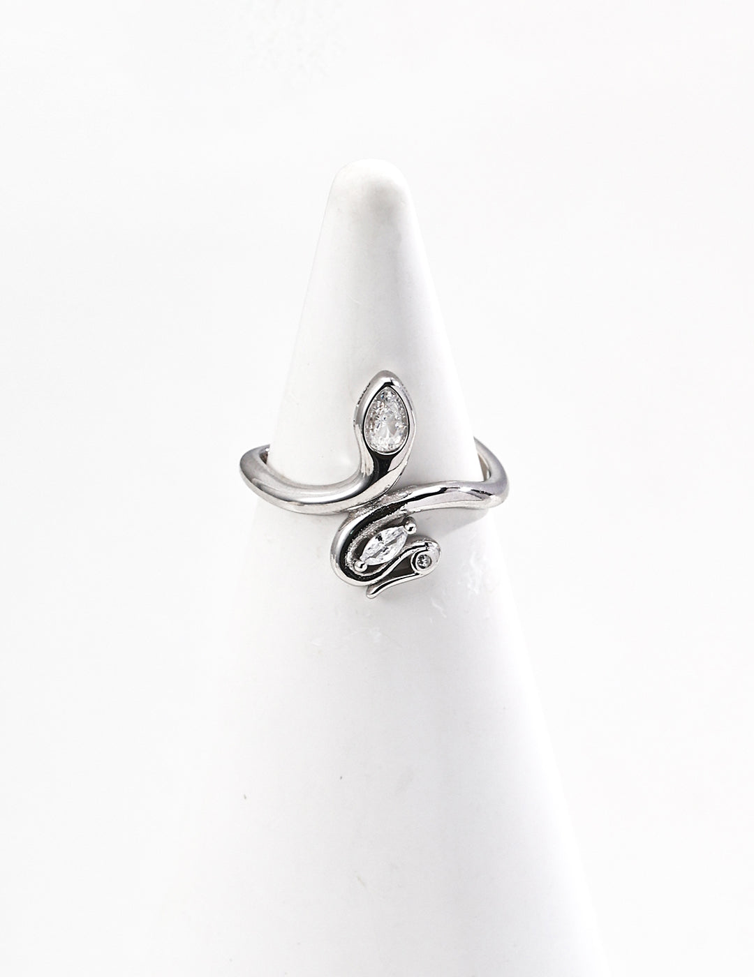 DOUBLE&LL Open Adjustable Ring - 18K Gold Plated S925 Sterling Silver Statement Cubic Zirconia Ring | Vintage Minimalist Stacking Jewelry