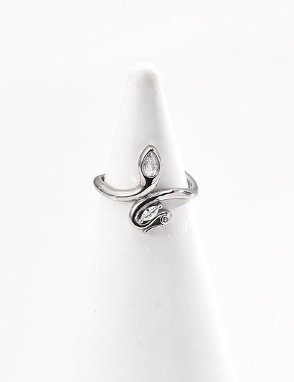 DOUBLE&LL Open Adjustable Ring - 18K Gold Plated S925 Sterling Silver Statement Cubic Zirconia Ring | Vintage Minimalist Stacking Jewelry