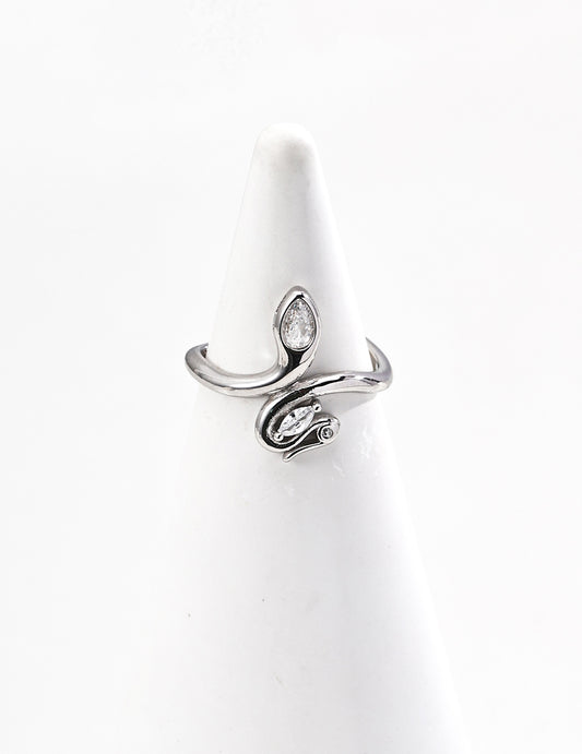 DOUBLE&LL Open Adjustable Ring - 18K Gold Plated S925 Sterling Silver Statement Cubic Zirconia Ring | Vintage Minimalist Stacking Jewelry