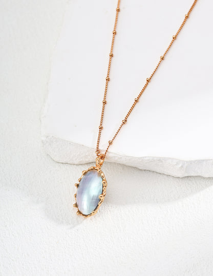 DOUBLE&LL Mabe Pearl Necklace - Vintage Gold Plated S925 Sterling Silver Shell Pearl Pendant