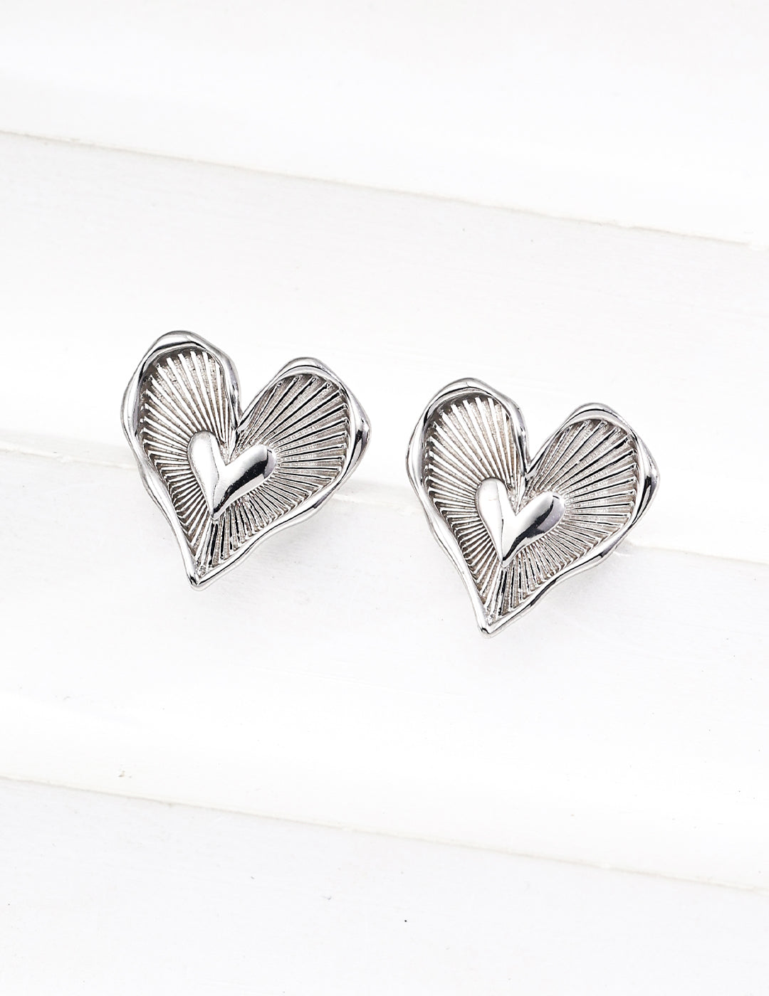 DOUBLE&LL Double Heart Stud Earrings - 18K Gold Plated S925 Sterling Silver Minimalist Earrings  Symbol of Love Jewelry Gift