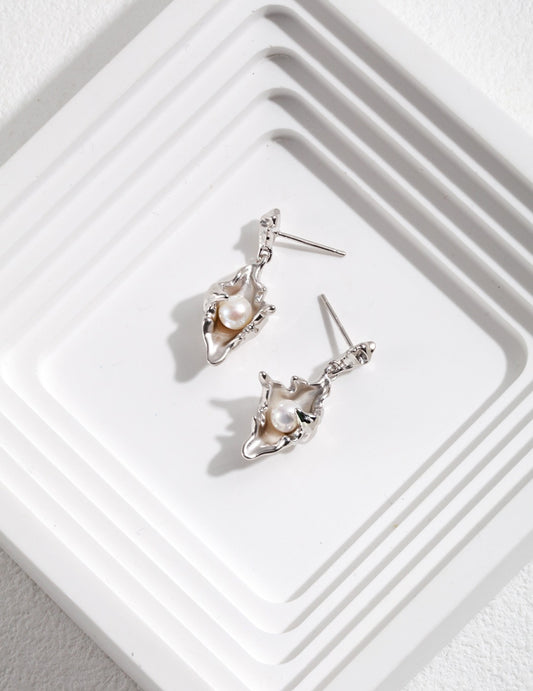 DOUBLE&LL Vintage Conch Shell Earrings with Natural Pearl Hypoallergenic - 925 Sterling Silver 18K Gold Plated , Luxury Seashell Jewelry